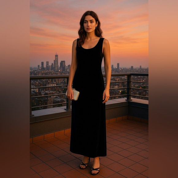 Vintage Chia & Chia Velvet Silk Maxi Slip Dress Sz 12 Fairy Whimsgioth Evening - Picture 6 of 11